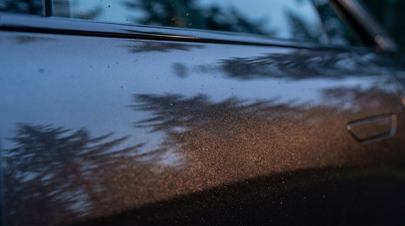 Shot 7: macro of fir reflections sliding over the graphite paint